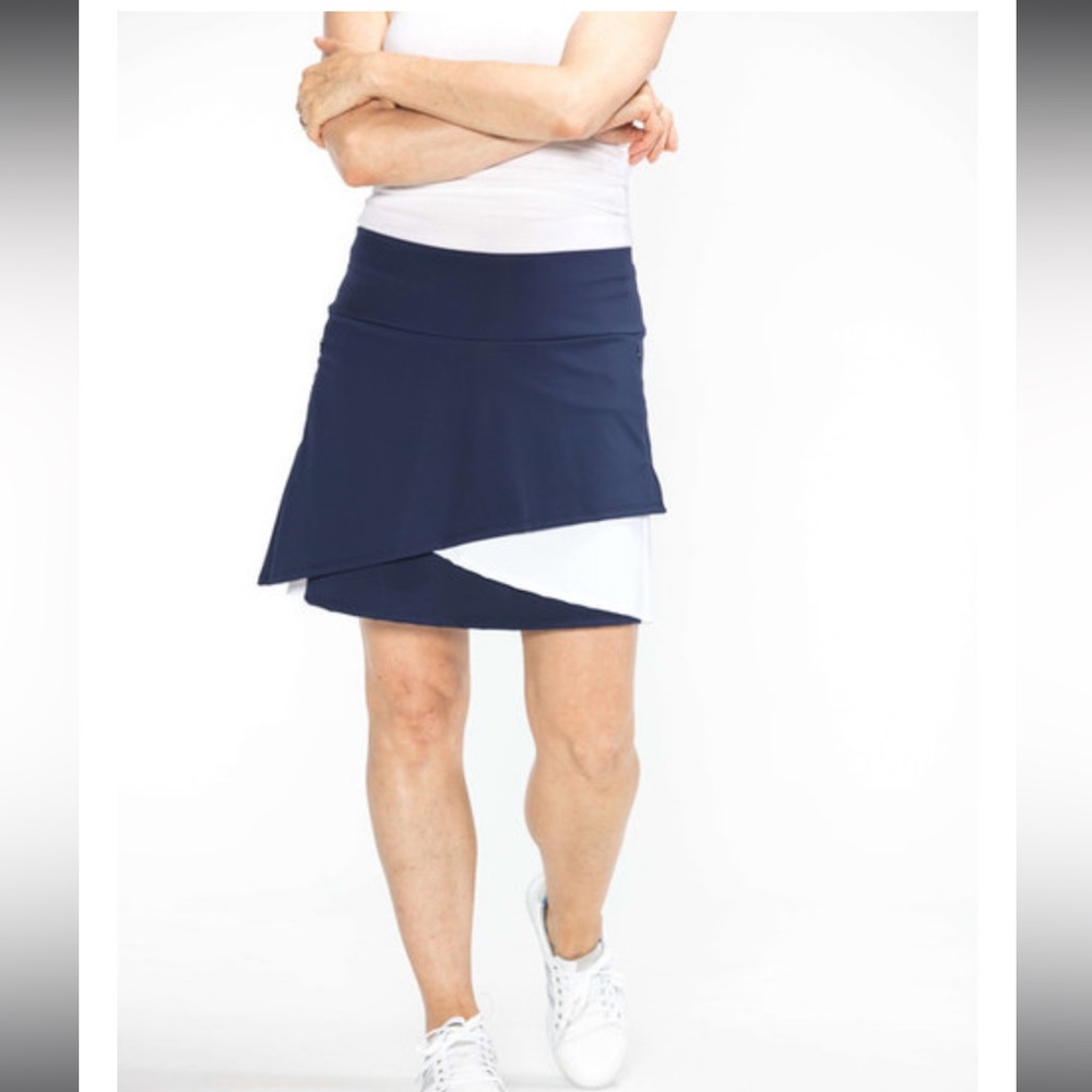Kinona Wrap It Up Navy Blue Golf Skort Navy White Size XXL
